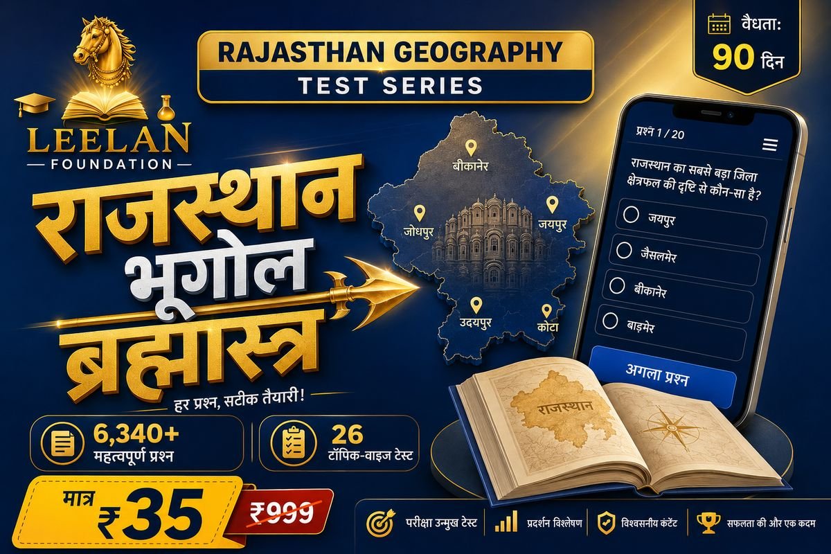 Rajasthan Geography test series — 6,340+ MCQ, 26 topic-wise tests — Leelan Foundation